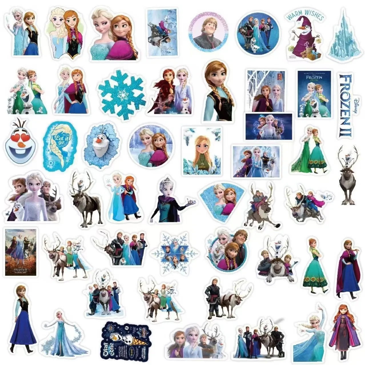 50 قطعة من ملصقات ديزني فروزن كاواي للأمتعة على الجدران لعبة الشارات ملصق تزيين هدية للإغلاق #2