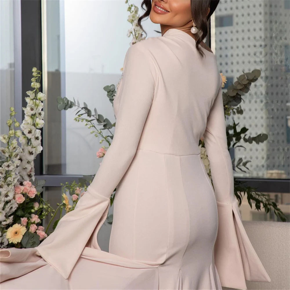 ROYET-Robe de soirée sirène à manches longues, simple, plissée, longueur rinçage, élégante, formelle, robe de Rh, personnalisée, CitroOne, initiée, 2025