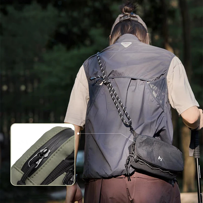 حقيبة ساعي البريد للرجال بسيطة وخفيفة الوزن ومقاومة للماء وحقيبة الهاتف المحمول لتسلق الجبال في الهواء الطلق وسحاب حقيبة زجاجات المياه