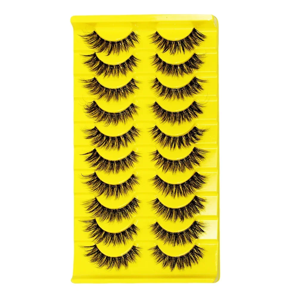 10 Pairs Eyelashes Clear Band Natural Wispy Fluffy Look Russian Strip Lashes 3D Effect Cat  that Extensions False Lashes