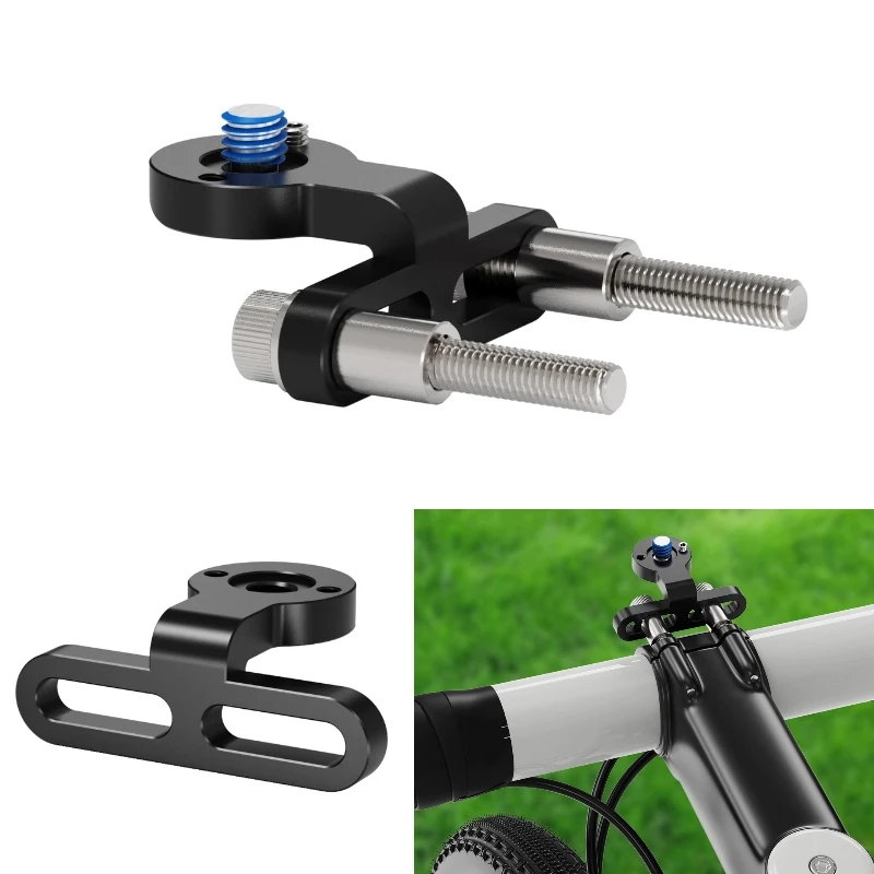 Aluminum Bicycle Stem Mount 1/4 Ballhead Mount for GoPro DJI Insta360 Action Camera Phone Holder Cycling Front Light Holder Clip