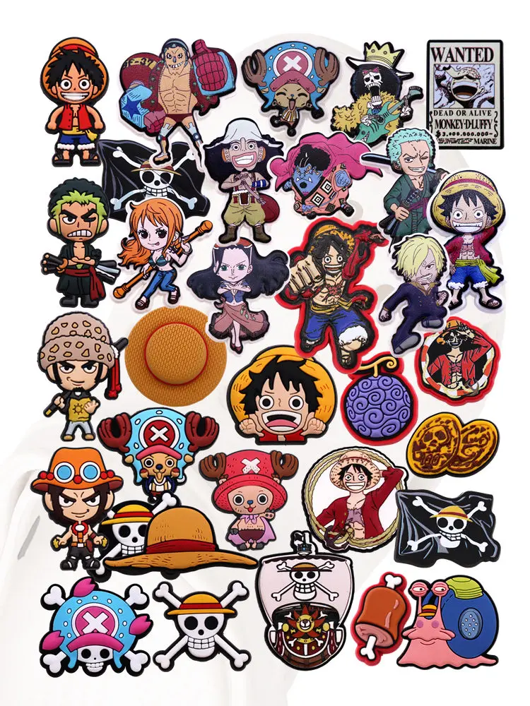 1Pc Bandai One Piece OP Anime Clog Charms Luffy Zoro Nami Sanji Chopper Straw Hat Devil Fruit Shoe Pins DIY Sneakers Accessories