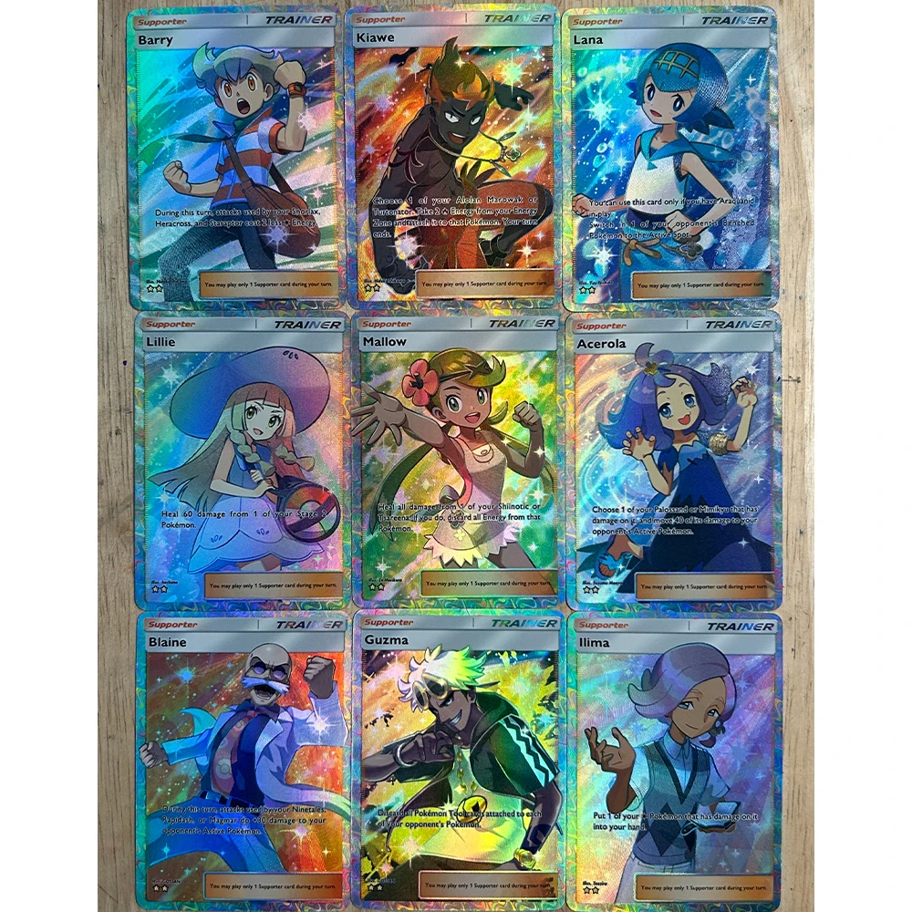 9 ピース/セットアニメコレクションカードトレーナーシンシアリーリードーンブルーグズマ屈折カラーフラッシュカードテクスチャ収集趣味のギフト