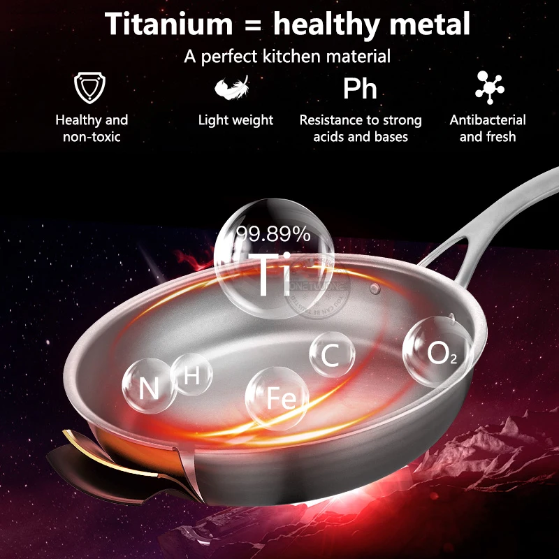 Imagem -02 - Xiaomi Titânio Puro Frigideira Antiaderente Fritar Pan Indução Compatível Uso Multiuso Panelas para Cozinha em Casa ou Restaurante