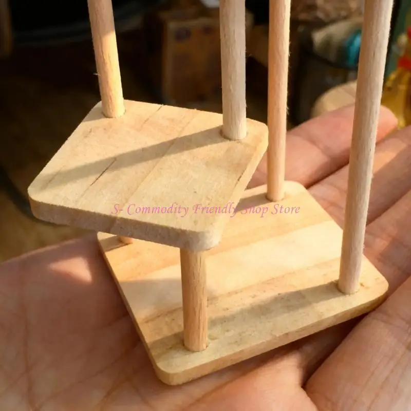 85AE 소형 식물 인형 집 장면 장식을 위한 다단계 꽃 전시 선반