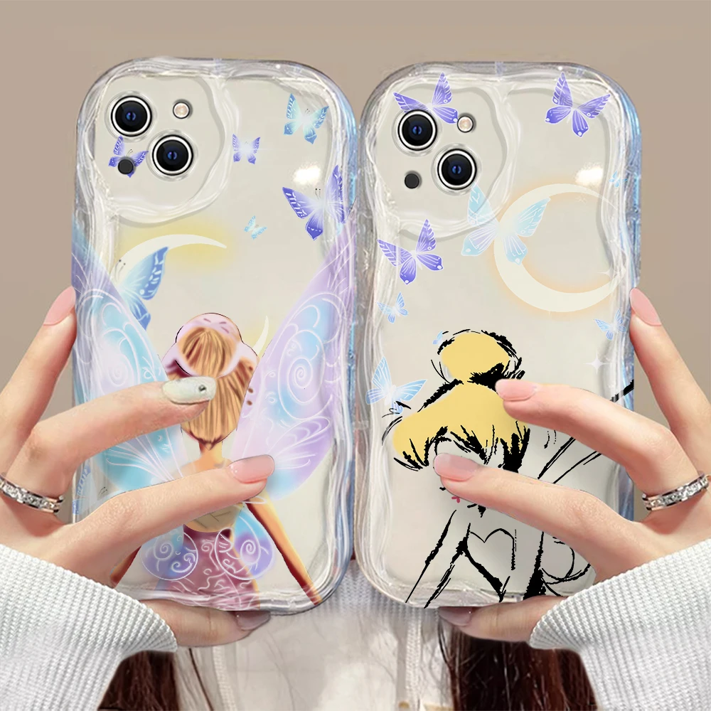 

Cute Cartoon Tinkerbell Disneys 3D Wave Case For iPhone 15 14 13 12 11 Pro Max Mini X XR XSMAX 8 7 6S Plus Soft Silicone Cover