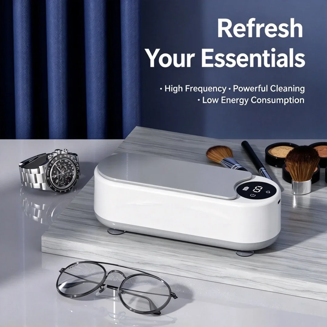 Household Ultrasonic Cleaning Machine High Frequency Vibration Cleaner for Glasses Jewelry Braces Watches Small Items Cleaning