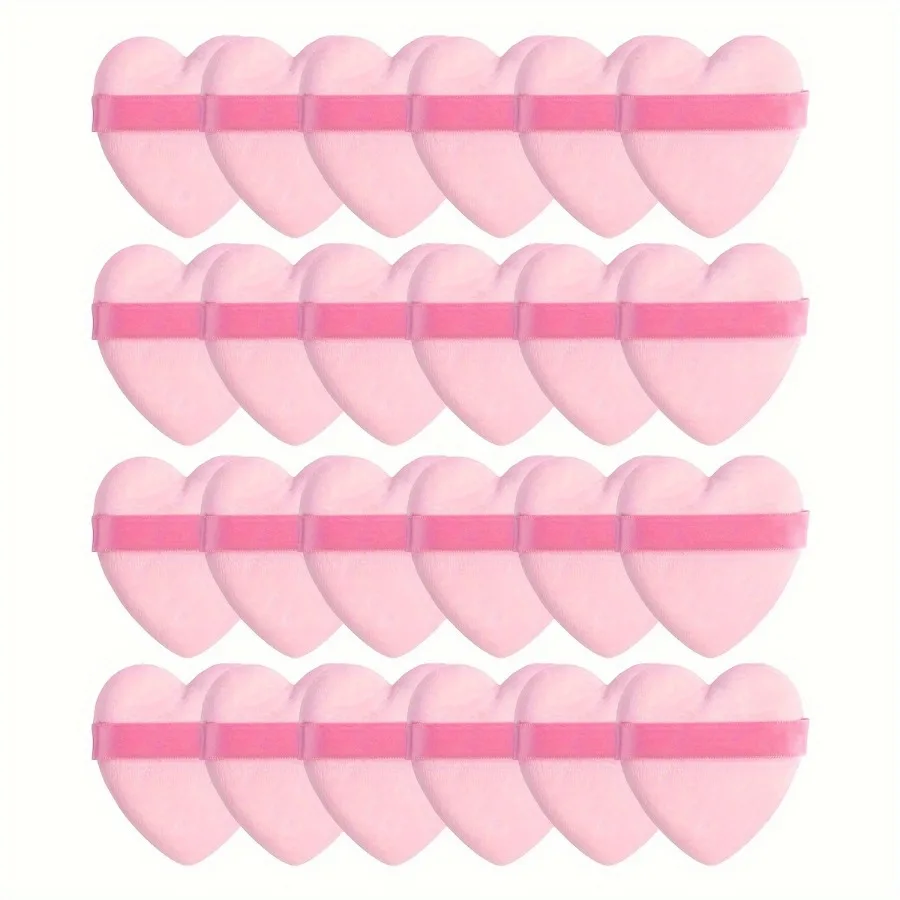 24pcs Heart-shaped Dry Air Cushion Powder Puff, Soft And Reusable, For Face And Eye Dry Use Makeup Puff