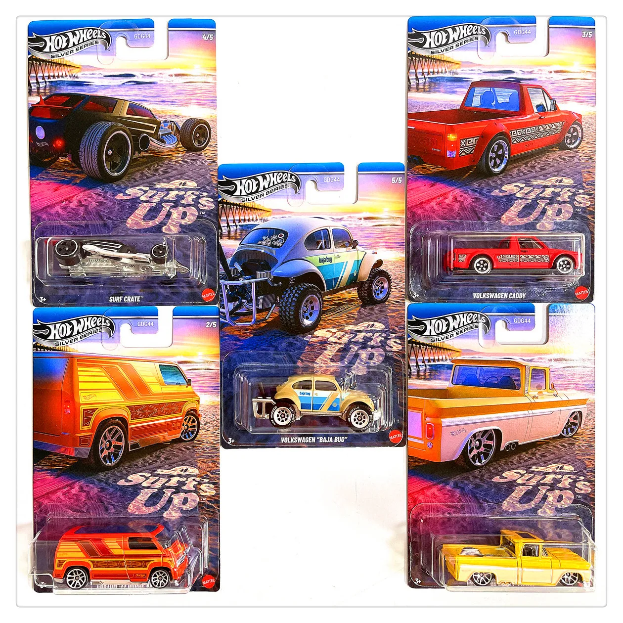 Original rodas quentes carro surf up série brinquedos meninos 1/64 chevy captador dodge van volkswagen baja bug caddy modelo presente de aniversário