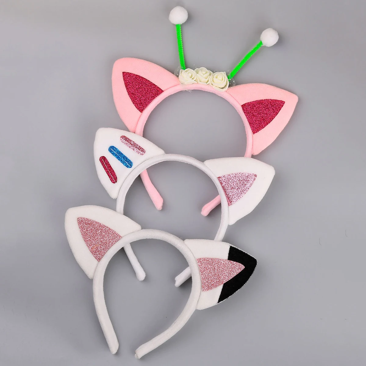 Diademas de gato peludas con orejas de animales de dibujos animados, Aro para el pelo esponjoso, accesorios para el cabello, diademas de fiesta,