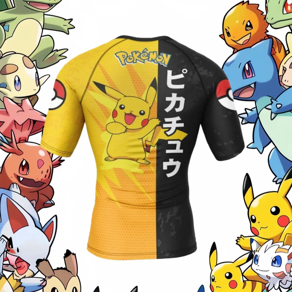 Pokémon Pikachu T-shirt girocollo per bambini Sport all'aria aperta Top per bambini Street Casual Fashion T-shirt genitore-figlio per adulti