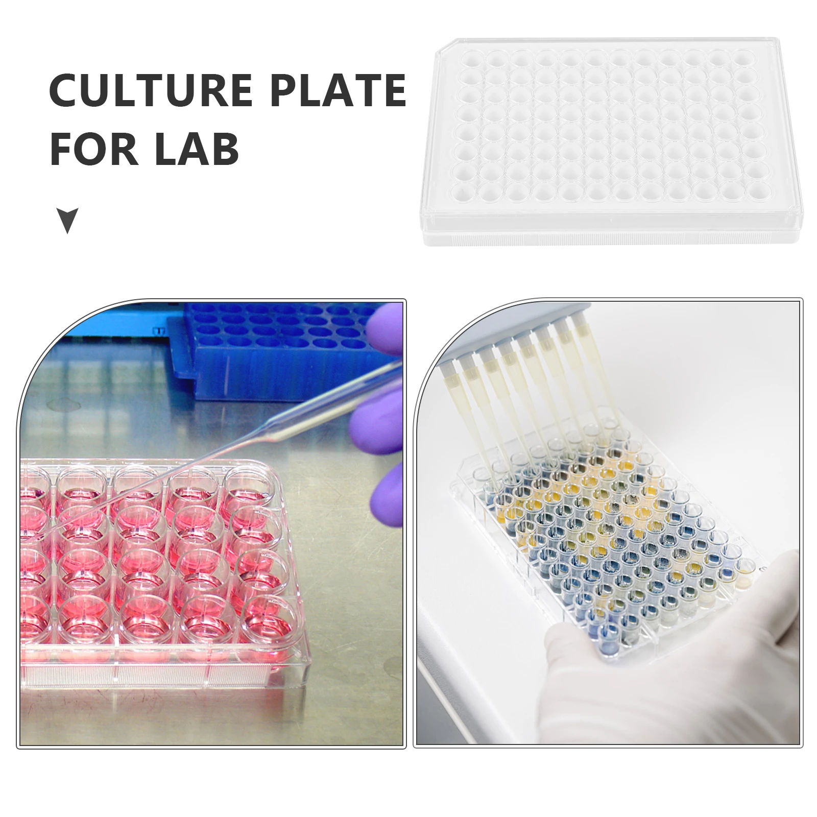 

96-well Culture Plate Cell Tray with Lid Liquid for Laboratory Dish Plastic Tissue
