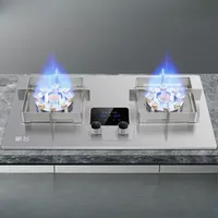 New household stainless steel double-burner gas stove 5.2KW strong fire with timer function, desktop or built-in optional