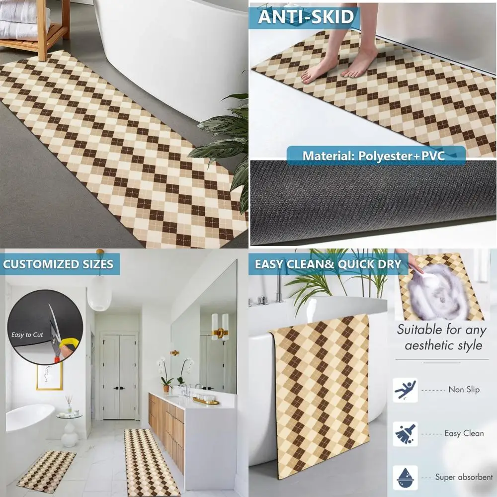 

Нескользящие, быстросохнущие, супервпитывающие тонкие коврики для ванной комнаты по индивидуальному заказу — идеально подходят для поддвери, моющихся ковриков.