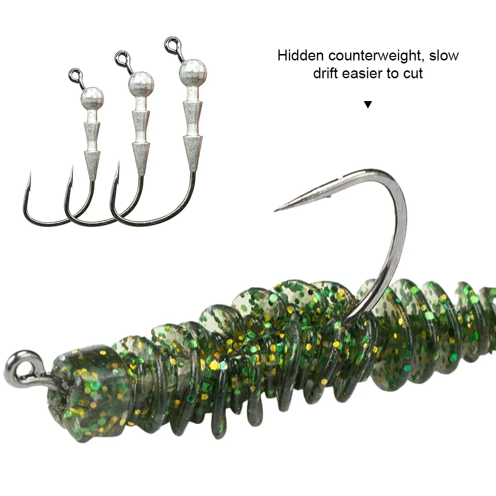 5 قطع خطافات تحوم 0.6 جرام 1 جرام 1.4 جرام   خطافات رأس تهزهز، خطاف القفز عالي الكربون من الفولاذ أبردين، خطاف صيد صغير، خطاف باس سمك السلمون المرقط