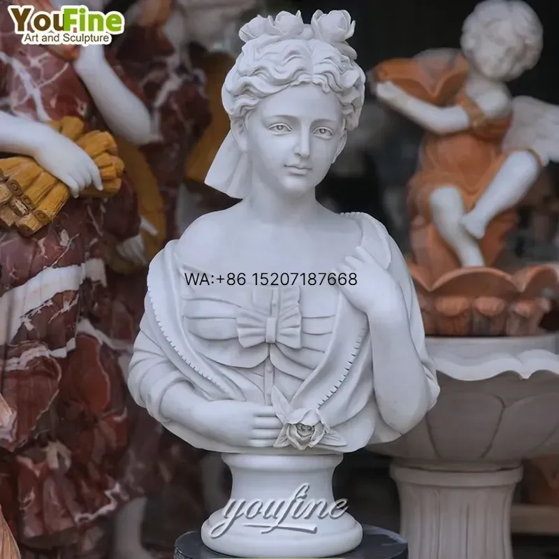 Wmwmnu Modern Female Marble Bust Head Statue Sculpture for Home Garden Decoration Villas