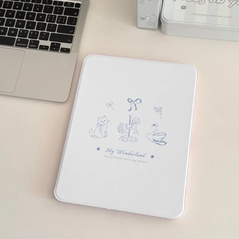 720 ° Rotating Triple Fold Pad Case Korean ins Cartoon Cute Cat For iPad Case iPad MINI AIR 3 5 6 7 8 9 10 11 13