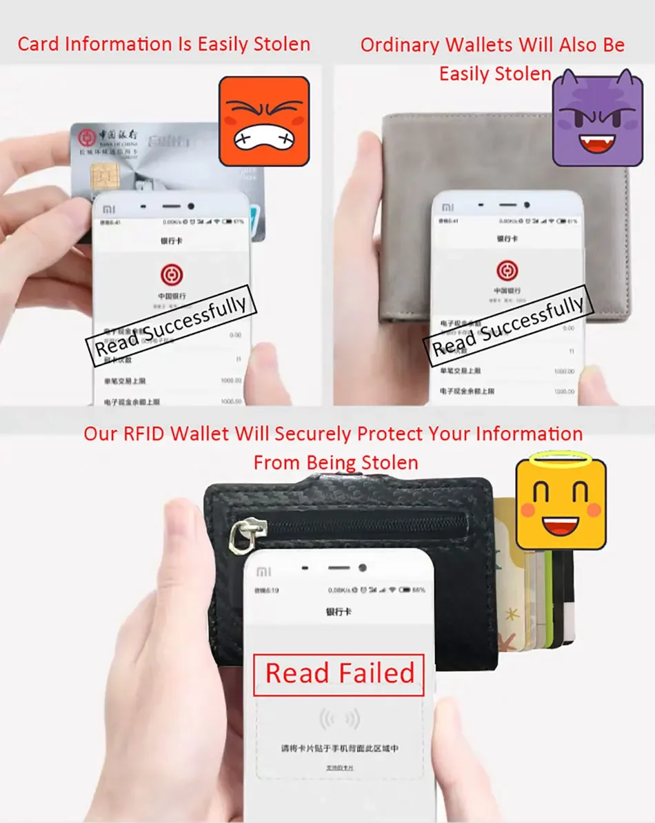 Anti-Dieb-RFID-Kreditkartenetui-Geldbörse für Herren und Damen, intelligente, minimalistische Geldbörsen, schlankes Bankkartenetui, Tasche, Geldbörse, Carteras Choice – Detail 5