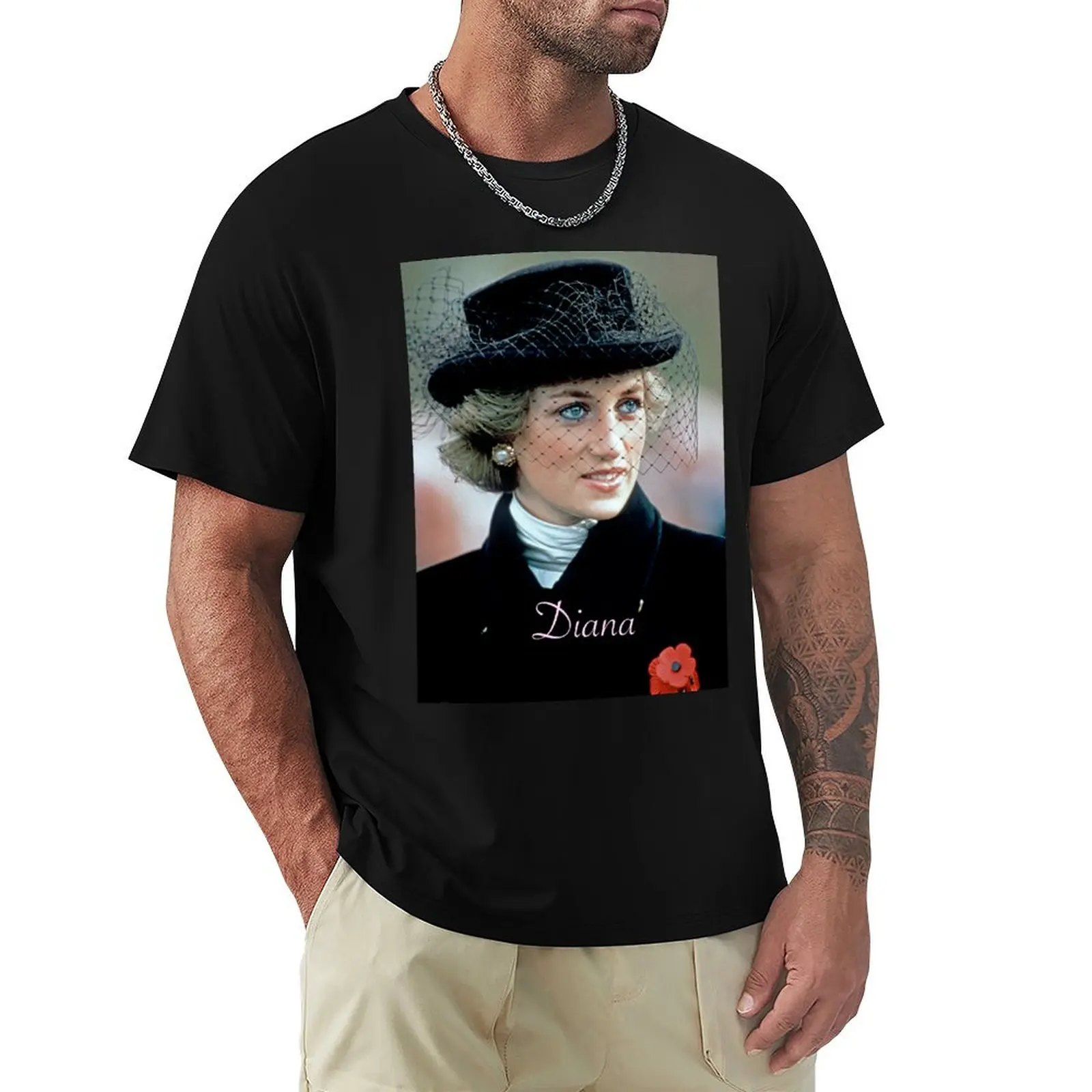 HRH Princess Diana France 1988 High Quality Pro Image T-Shirt Athletic Fit Sports Short Sleeve Top