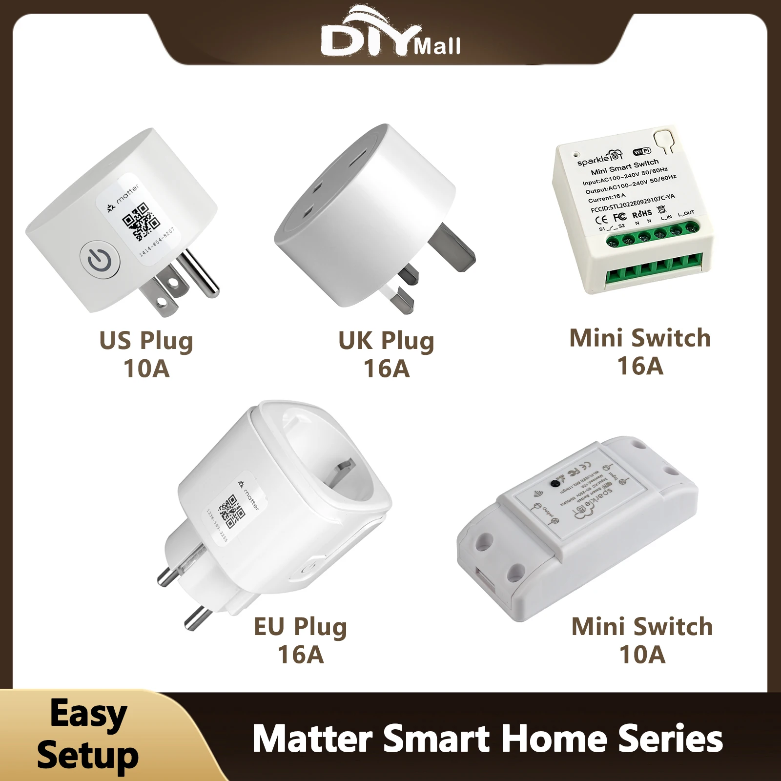 Matter Smart Home Plug Outlet Switch Relay Breaker Timer Voice Control APP Work With Alexa/Google Home/Smartthings/Home-Kit Siri