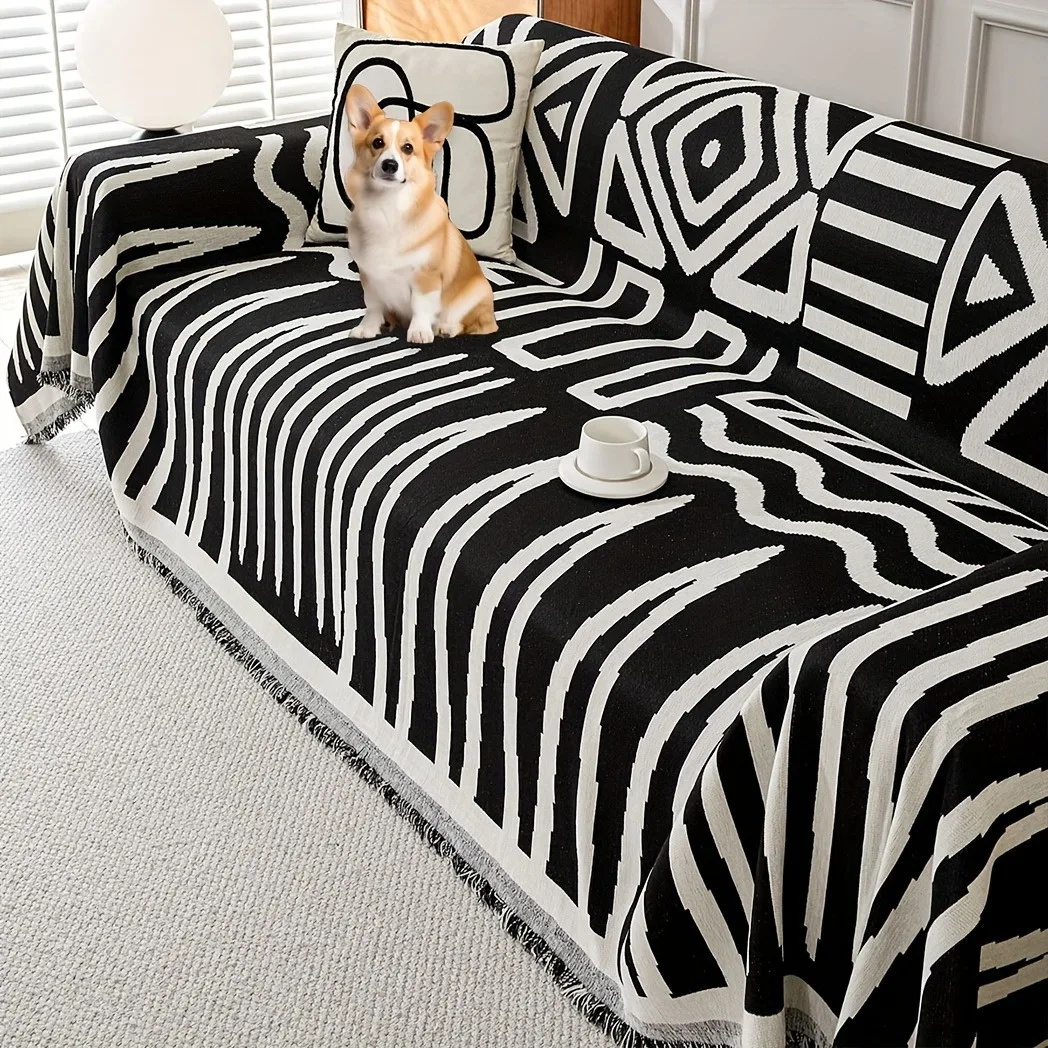 

Жаккардовый чехол для дивана из синели в богемном стиле с кисточками, полотенце для дивана для гостиной, многофункциональное одеяло для кемпинга, мебельный декор