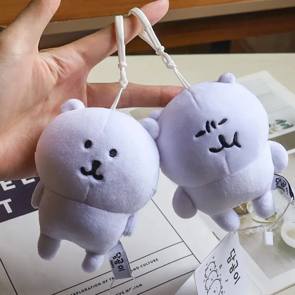 1-2pcs Kawaii White Bear figure Toy Keychain Anime Joke Bear Basic Angry Ramen Tea  Animal Backpack Charm Decoration Gifts
