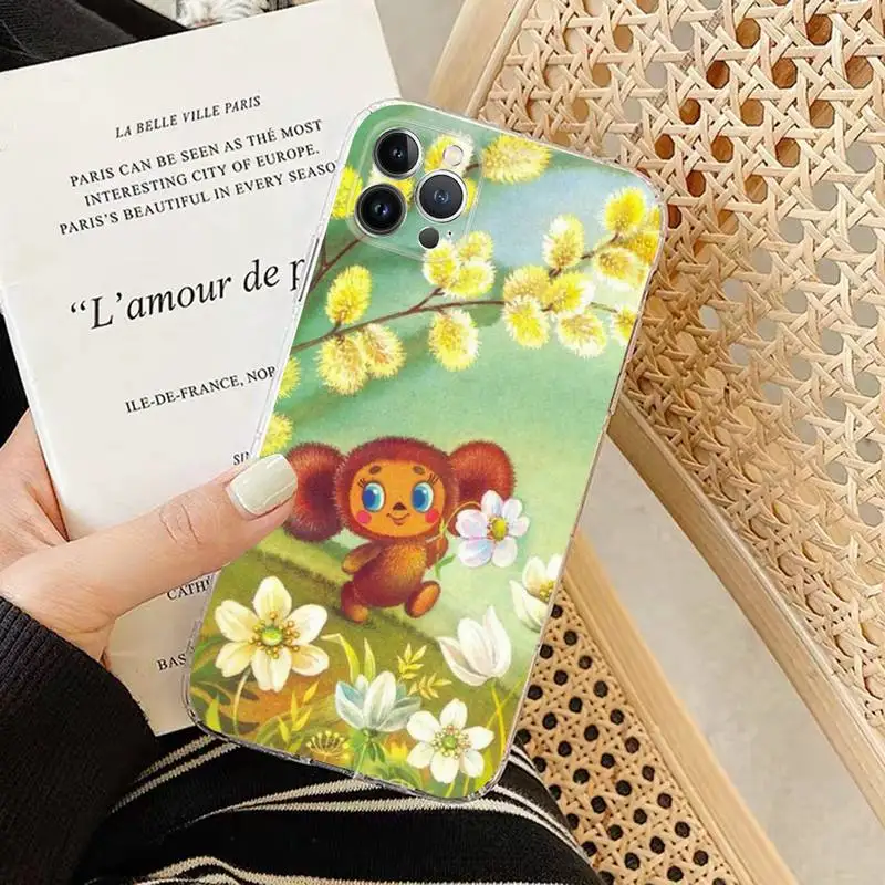 Cheburashka Phone Case Silicone Soft for iphone 14 13 12 11 Pro Mini XS MAX 8 7 6 Plus X XS XR Cover