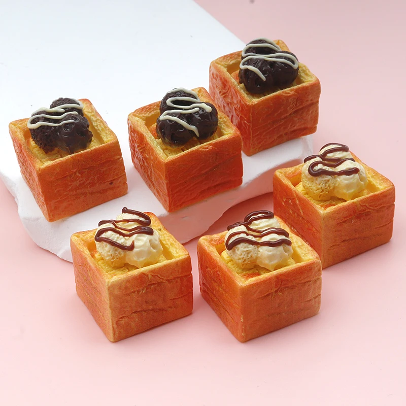 4/40pcs Simulated Decor Play Ice Cream Bread DIY Cream Glue Hairpin Shoe Flower Pendant Decoration Resin Accessories