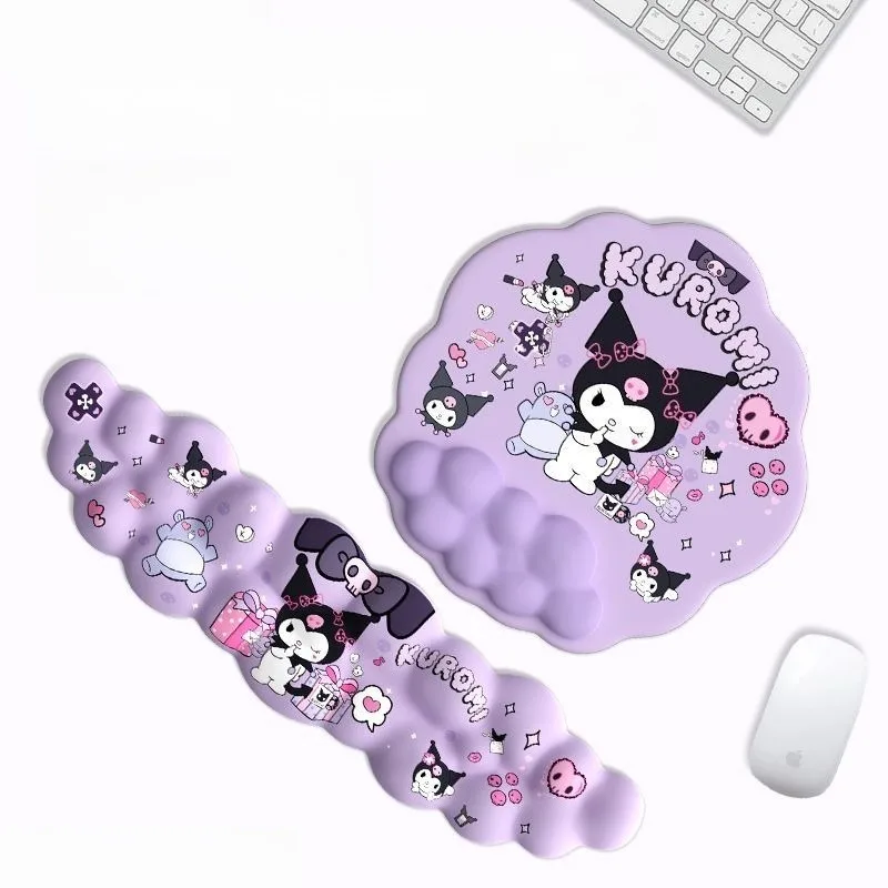 

Kawaii Kuromi Keyboard Mouse Pad with Wrist Rest Soft Silicone Hand Rest Ergonomic Wrist Support Set Cute Non-Slip Mouse Pads