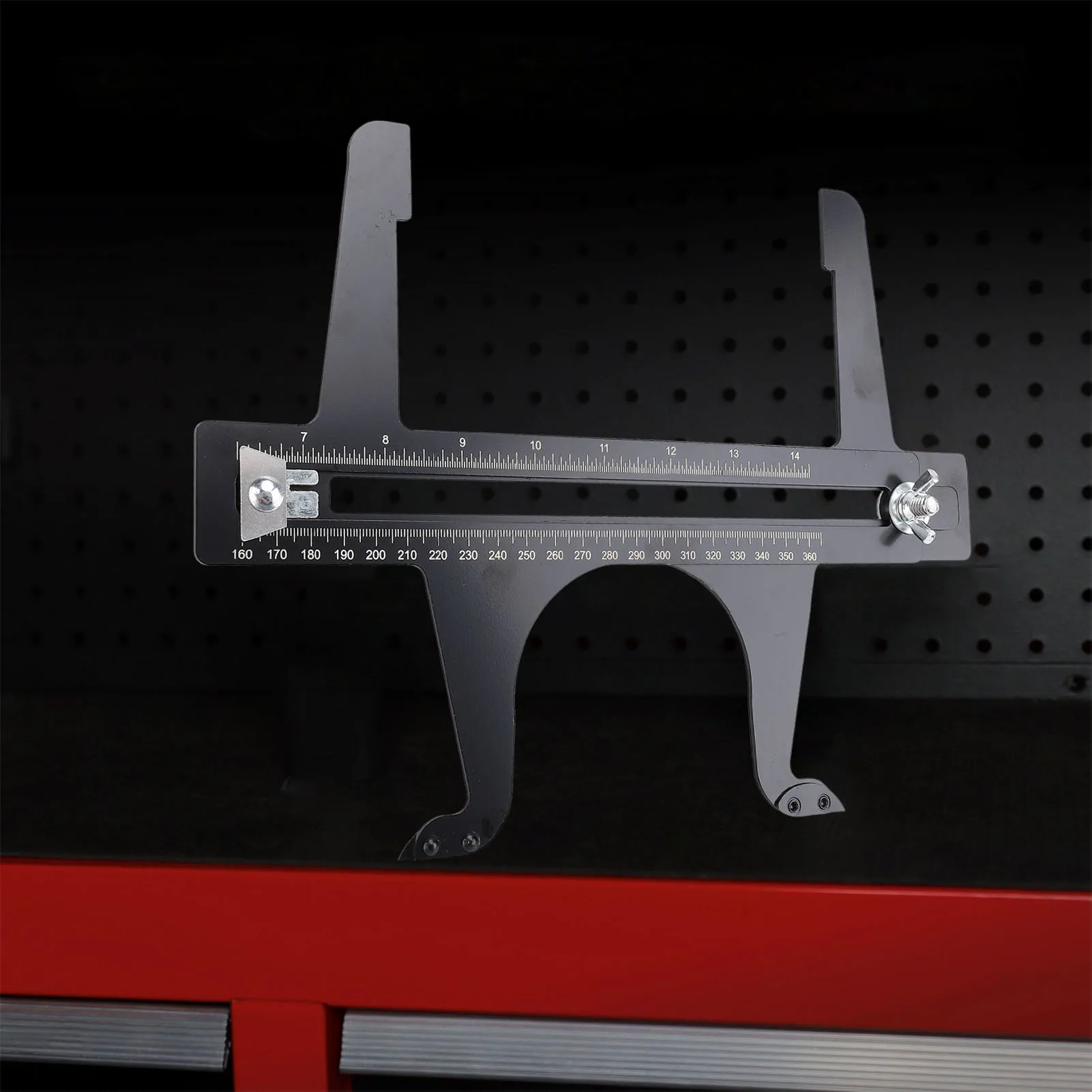 Ferramenta de medição de redefinição de freio, 6,5-14,25 polegadas, escala dupla, aço inoxidável, ferramenta de medição de redefinição de tambor de freio, medidor de redefinição de freio