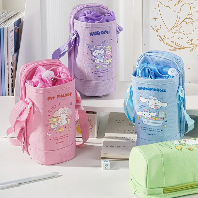 

Милый пенал с героями мультфильмов Sanrio, большая емкость, портативный ремешок, прозрачный узор, многофункциональный чехол для хранения, толстый и прочный