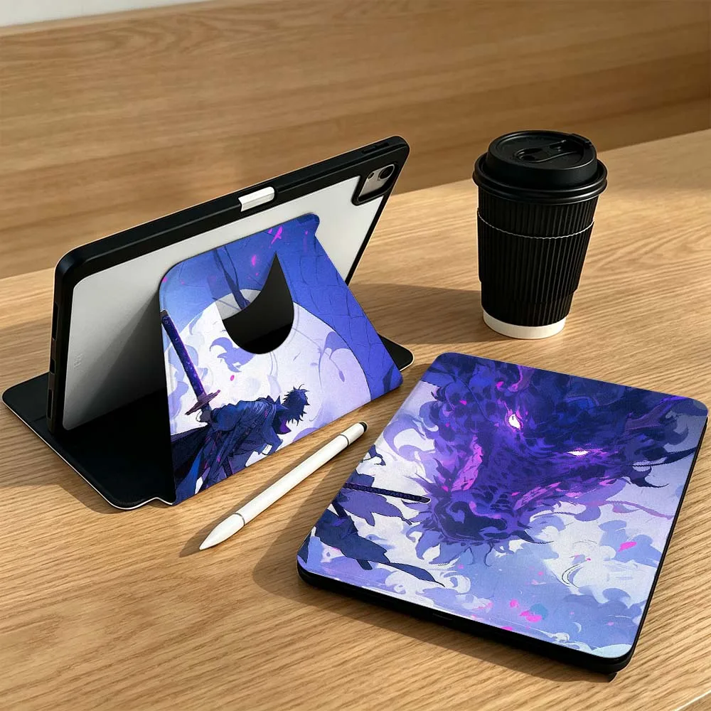 Anime Warrior Dragon For iPad Mini Pro Air 5 6 7 8 9 gen 11 10.5 8.3 9.7 7.9 10.9 inch 360° Rotation Pen slot Tablet Case