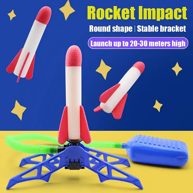 Single/Double Interactive Outdoor Rocket Launch Toy Set - Foot-Powered Launch, Fun Outdoor and Indoor Activity Game, Easter Gift, Halloween Christmas Gift