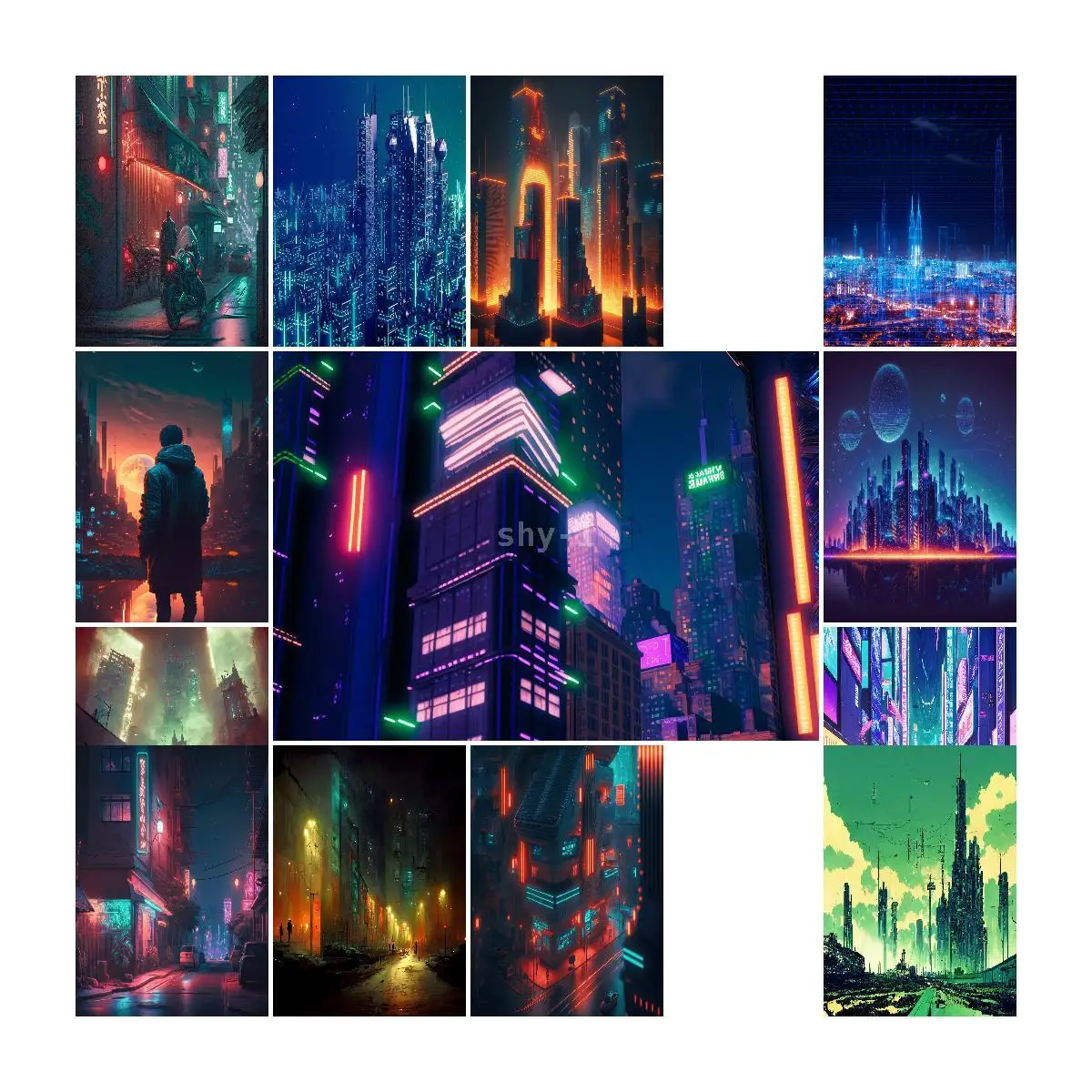 Cyberpunk Neon City Poster  Fantasy Passion Collection Wall Art Print for Home Decor