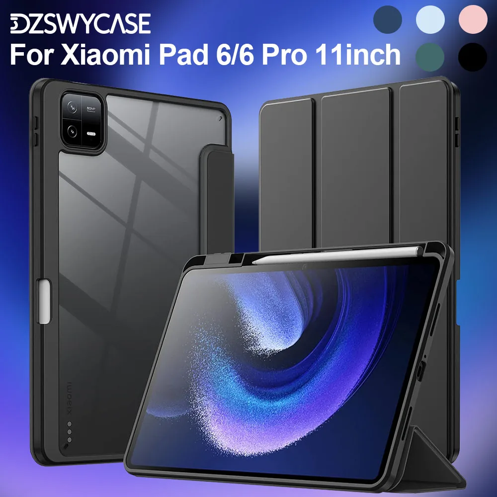 Case for Xiaomi Mi Pad 6/Mi Pad 6 Pro (11-Inch, 2023 Model) with Pen Holder, Back Stand Shockproof Tablet Cover, Auto Wake/Sleep