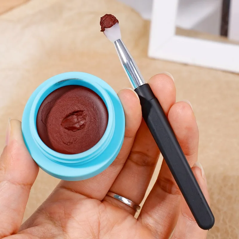 Pennelli per trucco sottili angolati con lama portatile pennello per Eyeliner per ciglia per sopracciglia Fine piatto pennello per labbra in Silicone strumento per trucco professionale