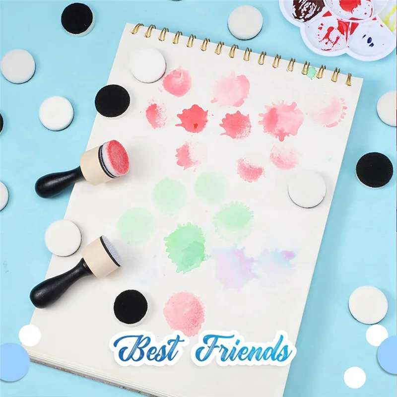 AB15-42-Piece Mini Ink Tool Set, Includes 2 Round Mini Smudge Tools And 40 Replacement Foam Pads For Drawing Smudge Mixtures