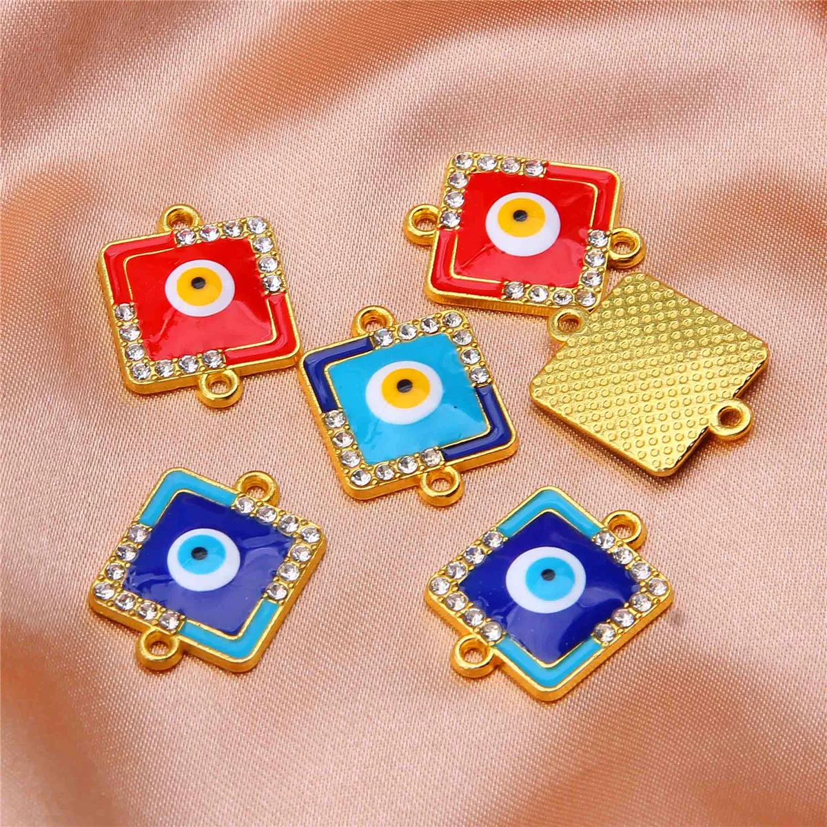 10pcs alloy oil dropping point drill Türkiye double hanging Demon's eye pattern DIY necklace bracelet accessories small pendant