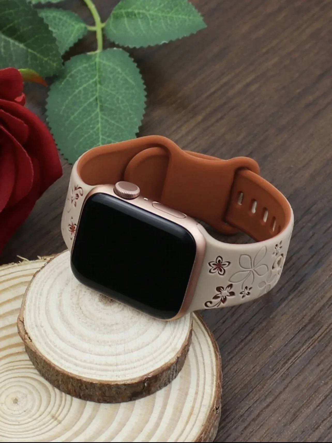 

Nice Flower Silicone loop For Apple Watch band women 10/9/7/ 38mm 40mm 41mm 42mm 44mm 45mm 46mm Strap rubber