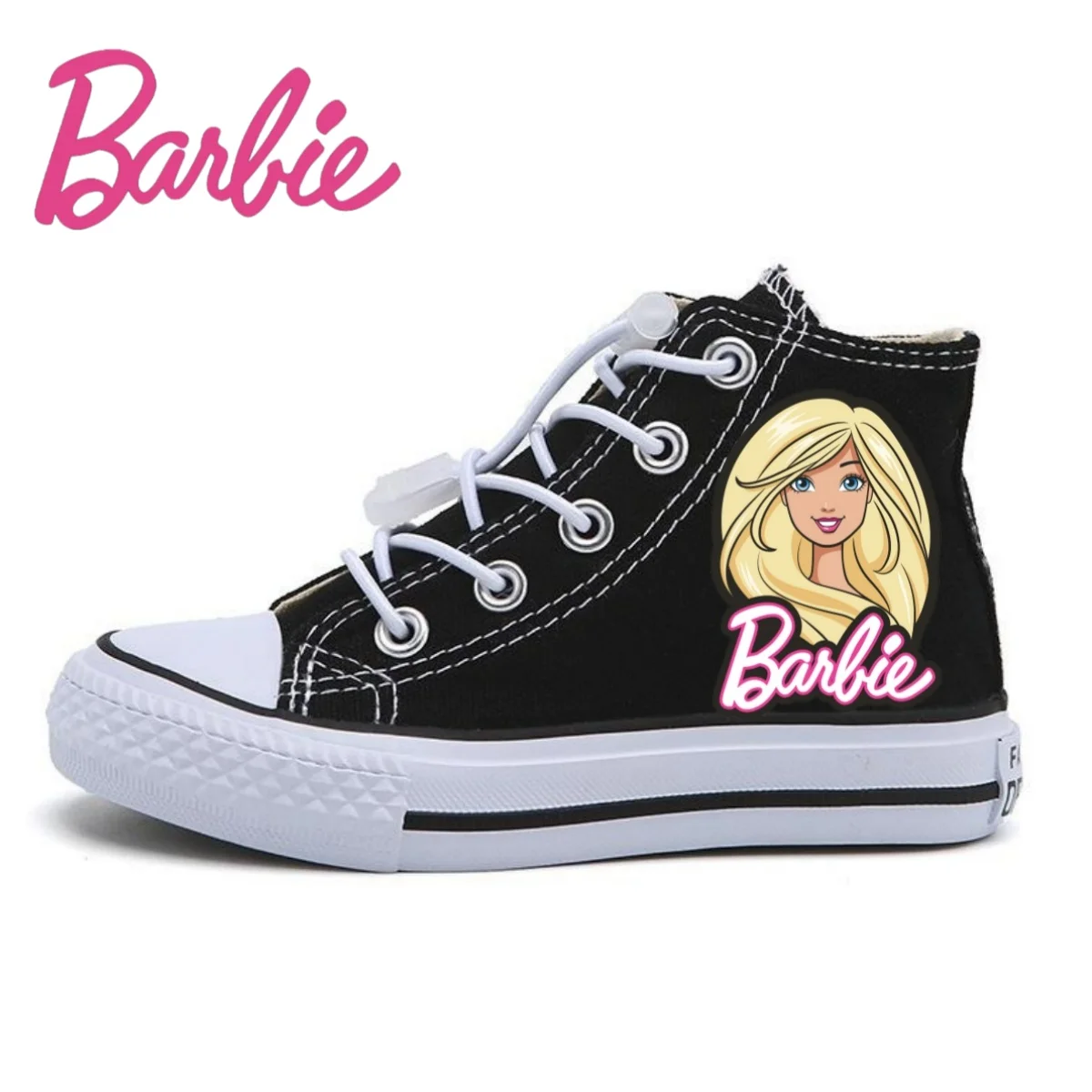 Girls Barbie Shoes Kids Canvas Shoes Anime Barbie Tennis Shoes Girls White Shoes New Children Casual Sneakers Size 21-32