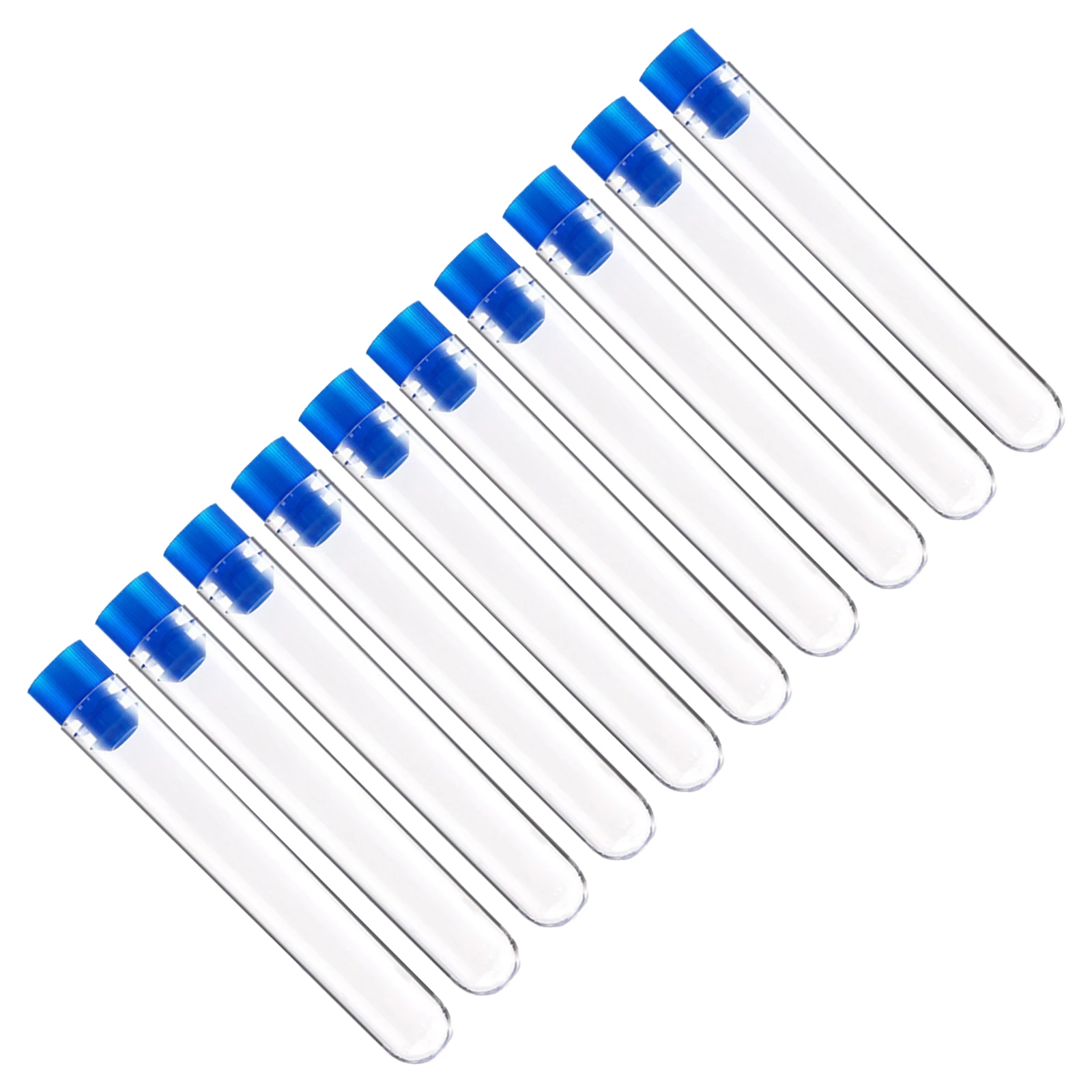 

50Pcs Disposable Test Tubes Plastic Tubes with Blue Caps for Chemistry Science Experiment Equipment Laboratory