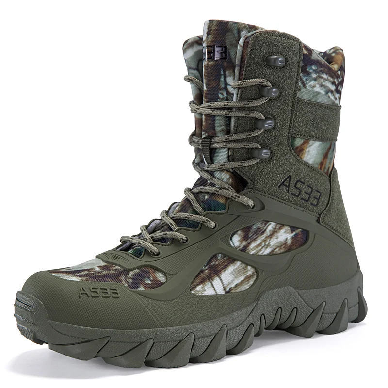 Men High Top Tactical Boots Non-slip Wear Resistant Outdoor Desert Combat Hiking Boots