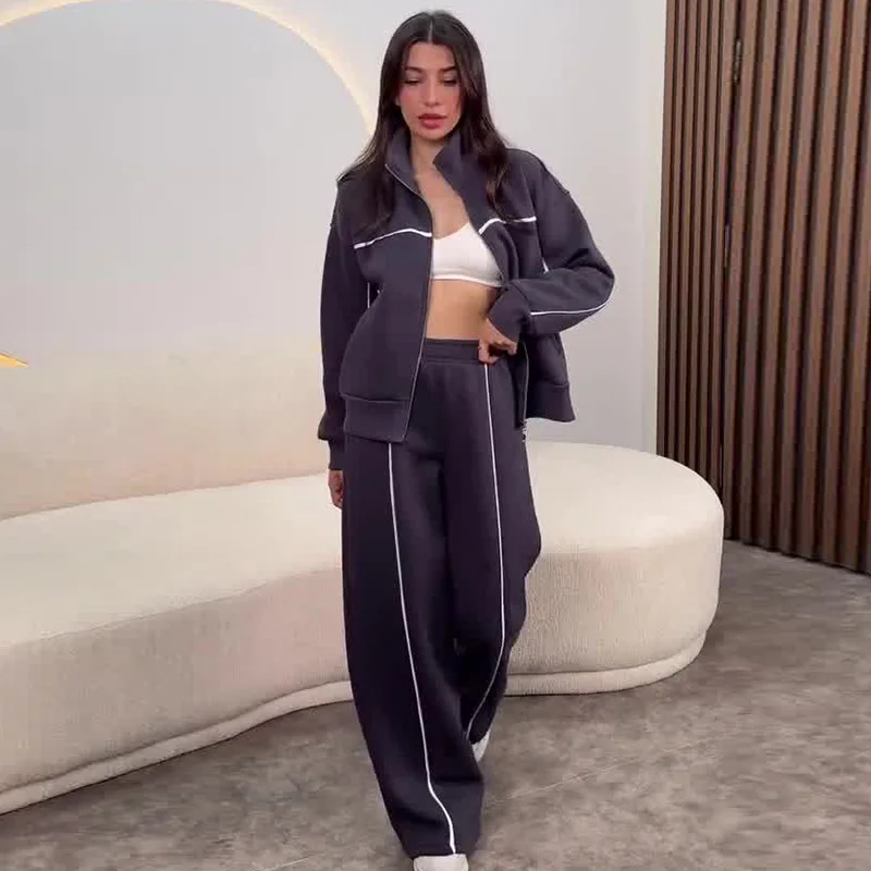 Sweatsuits For Women Summer Set 2 Piece Outfits For Women Jogging Suit Lounge Sweatshirt Jogger Pants With Pockets