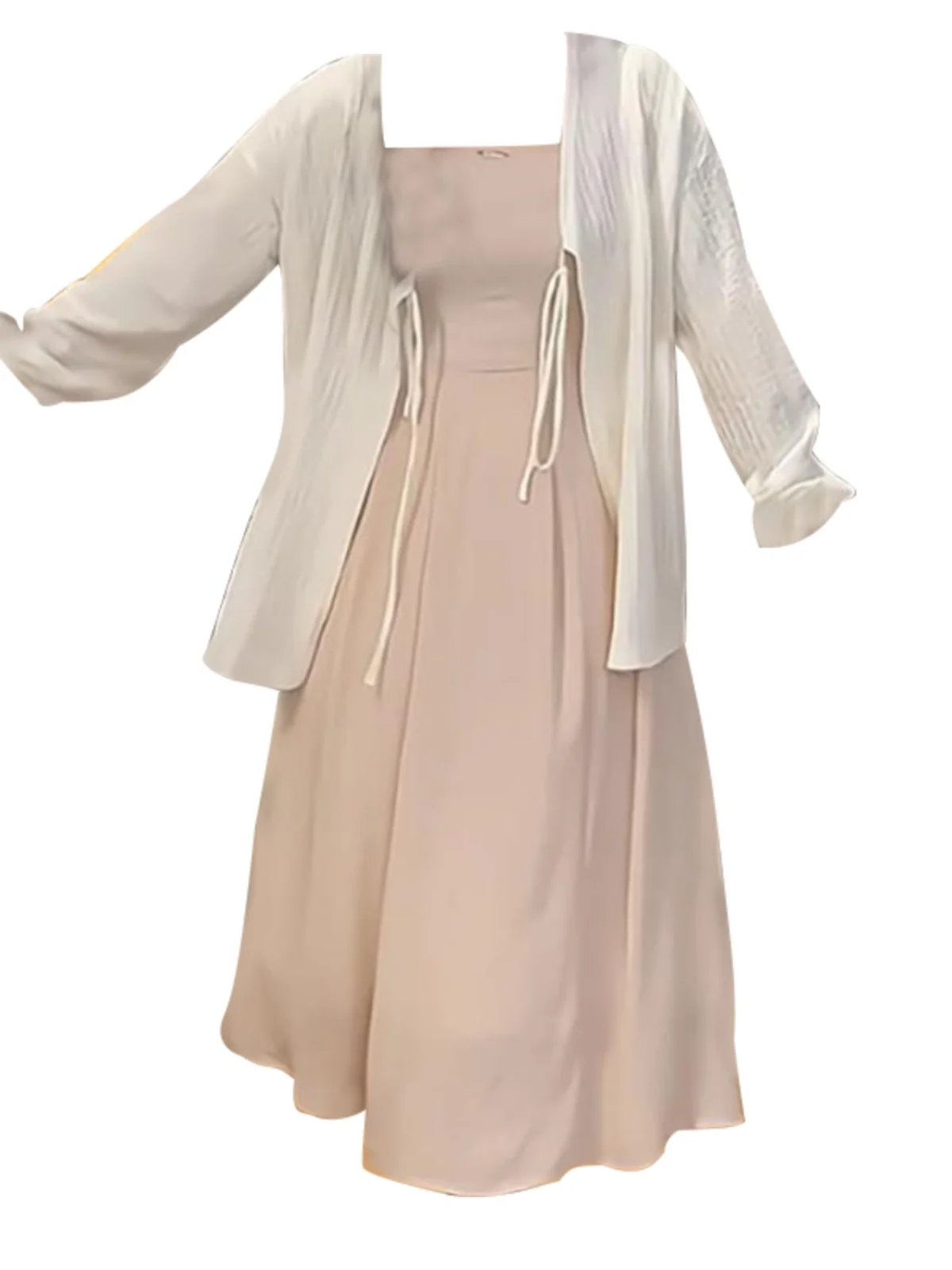 

plus Size Fashionable Women's Set Sun Protection Open Cardigan Strap Dress Summer Slimming Two-Piece Set Gentle Style