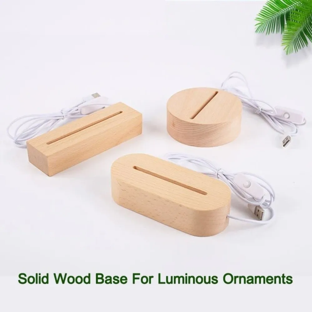 

Creative with Warm White Wooden Led Base DIY Installation Night Light LED Light Display Stand Light Base Home Decor
