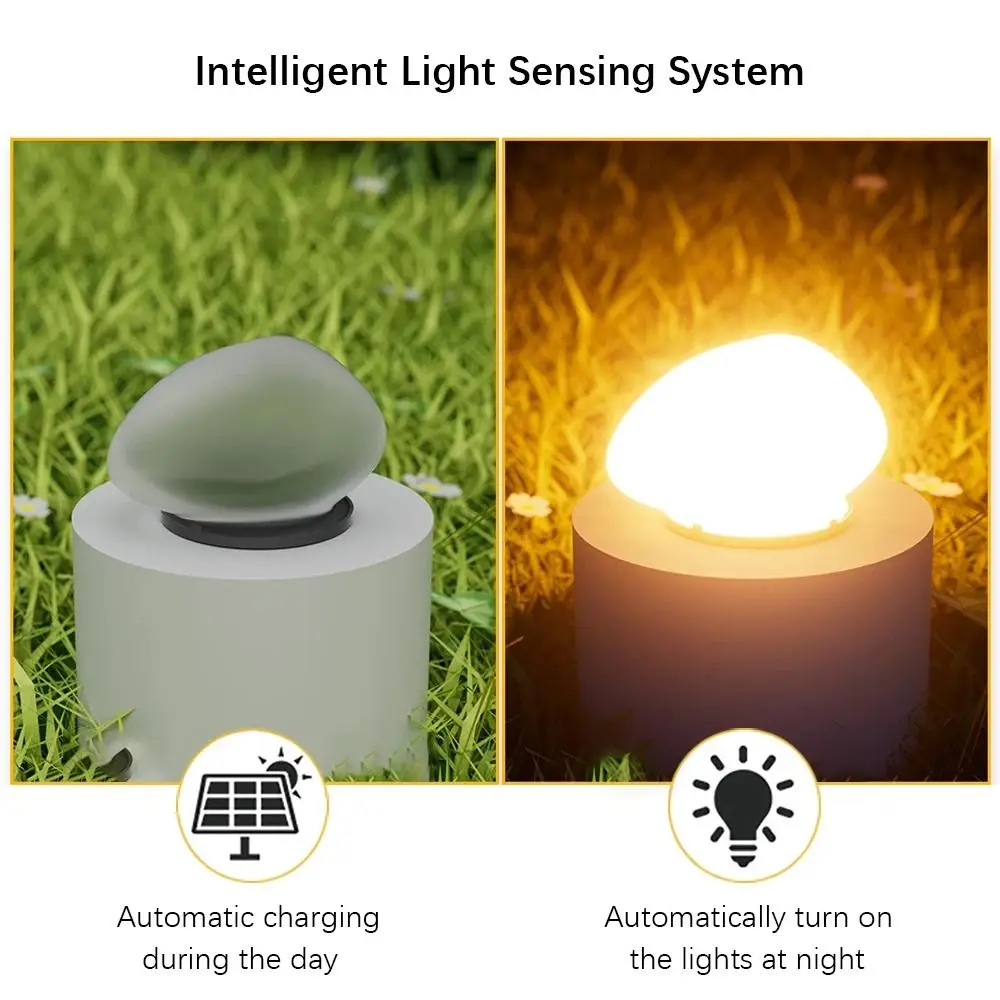 

Солнечный светильник в форме гальки с автоматическим включением/выключением, водонепроницаемый светодиодный солнечный фонарь, беспроводной уличный светильник на солнечной энергии, имитирующий гальку