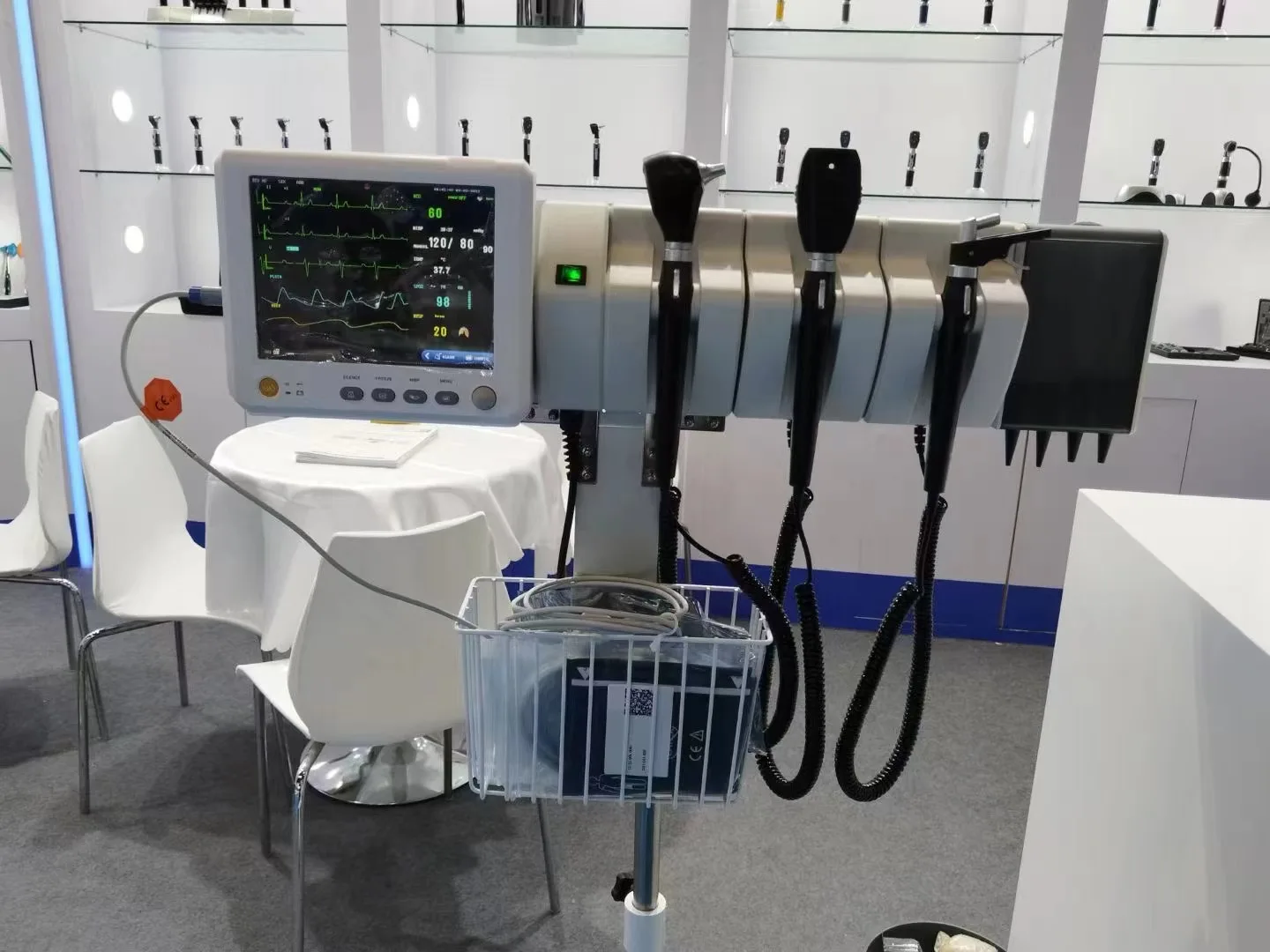 Professional Reusable Veterinary Diagnostic System with Otoscope Ophthalmoscope & ENT Stand & Cart for Dog & Cat CE Certified