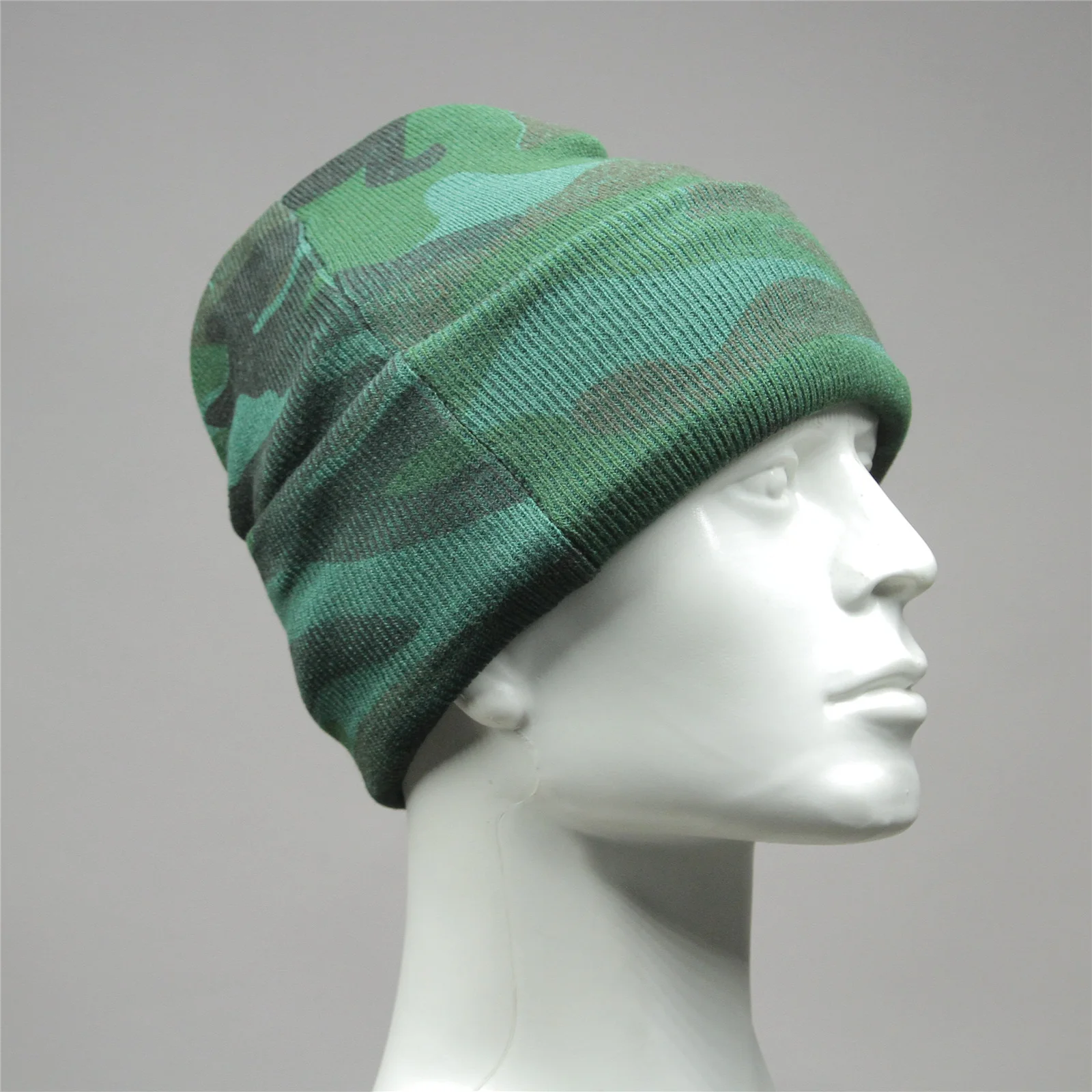 

New Camouflage Olive Knitted Hat Winter Warm Dry Fast For Men Beanie Cotton Elastic Size Adjustable Unisex Outdoor Casual Caps