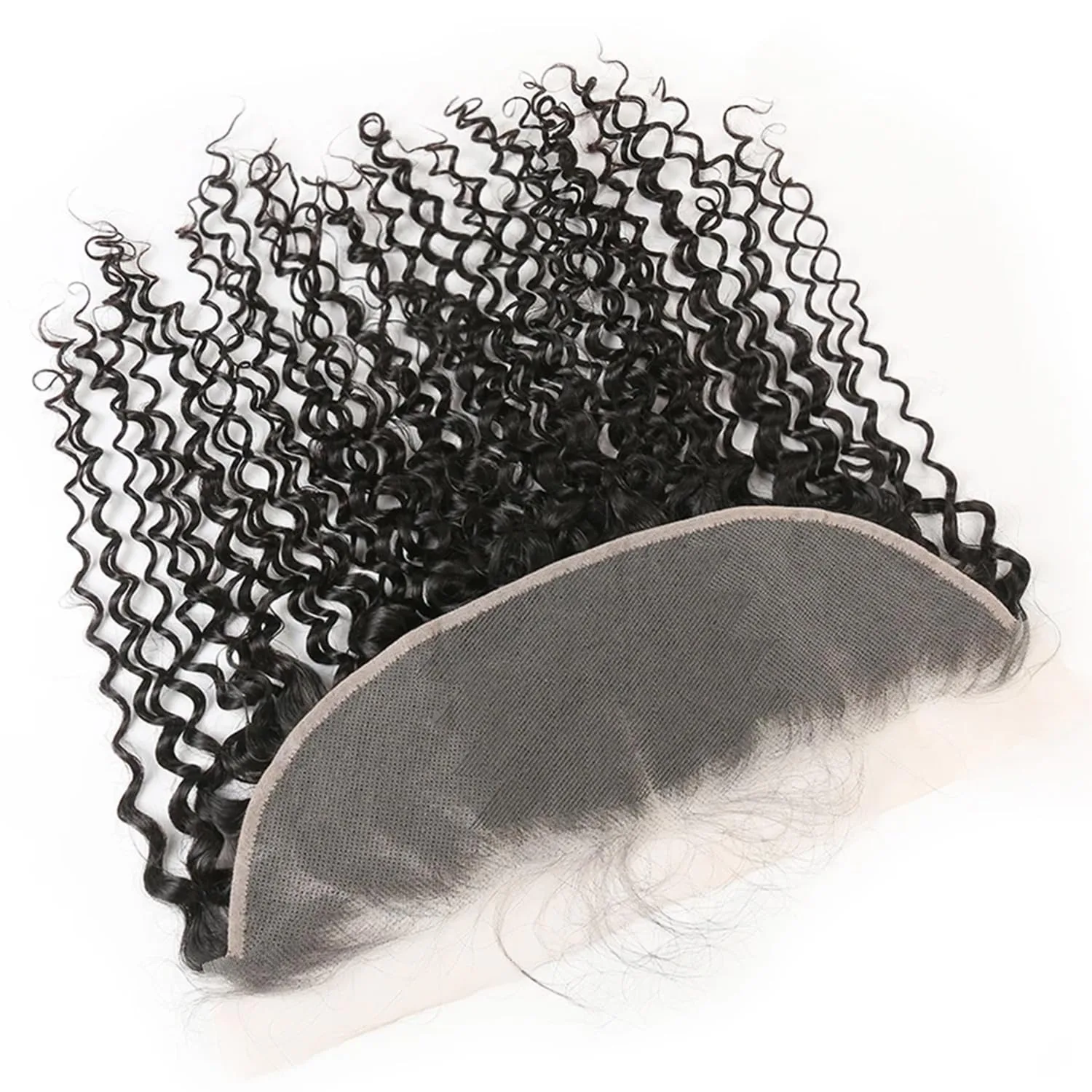 13x4 Lace Frontal Human Hair Kinky Curly Lace Frontal Closure Pre Plucked with Baby Hair Brazilian Human Hair Natural Black view 2