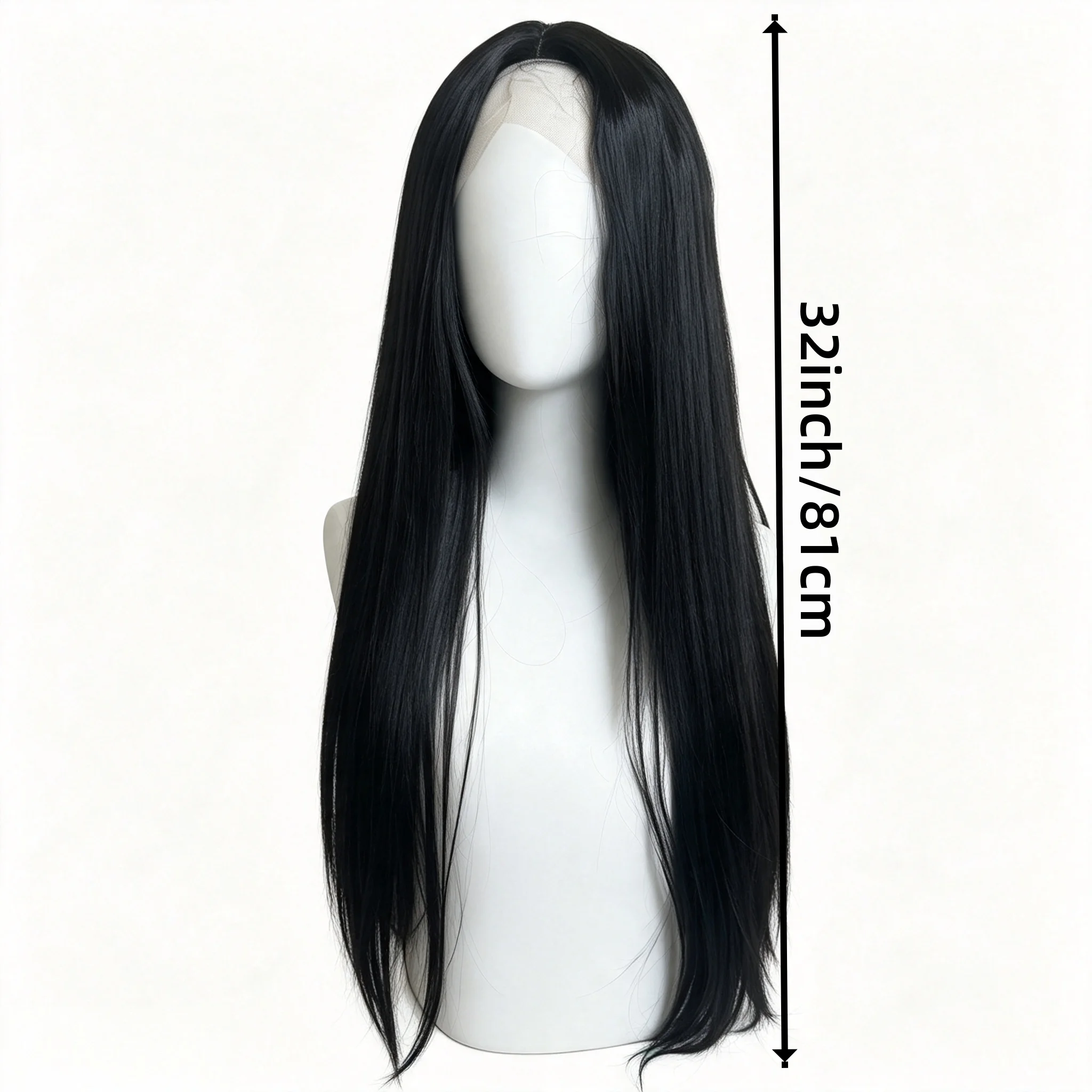 Long Elegant Black Straight Synthetic Wig for Women Suitable for Halloween, Thanksgiving, Christmas, role-playing, costumes